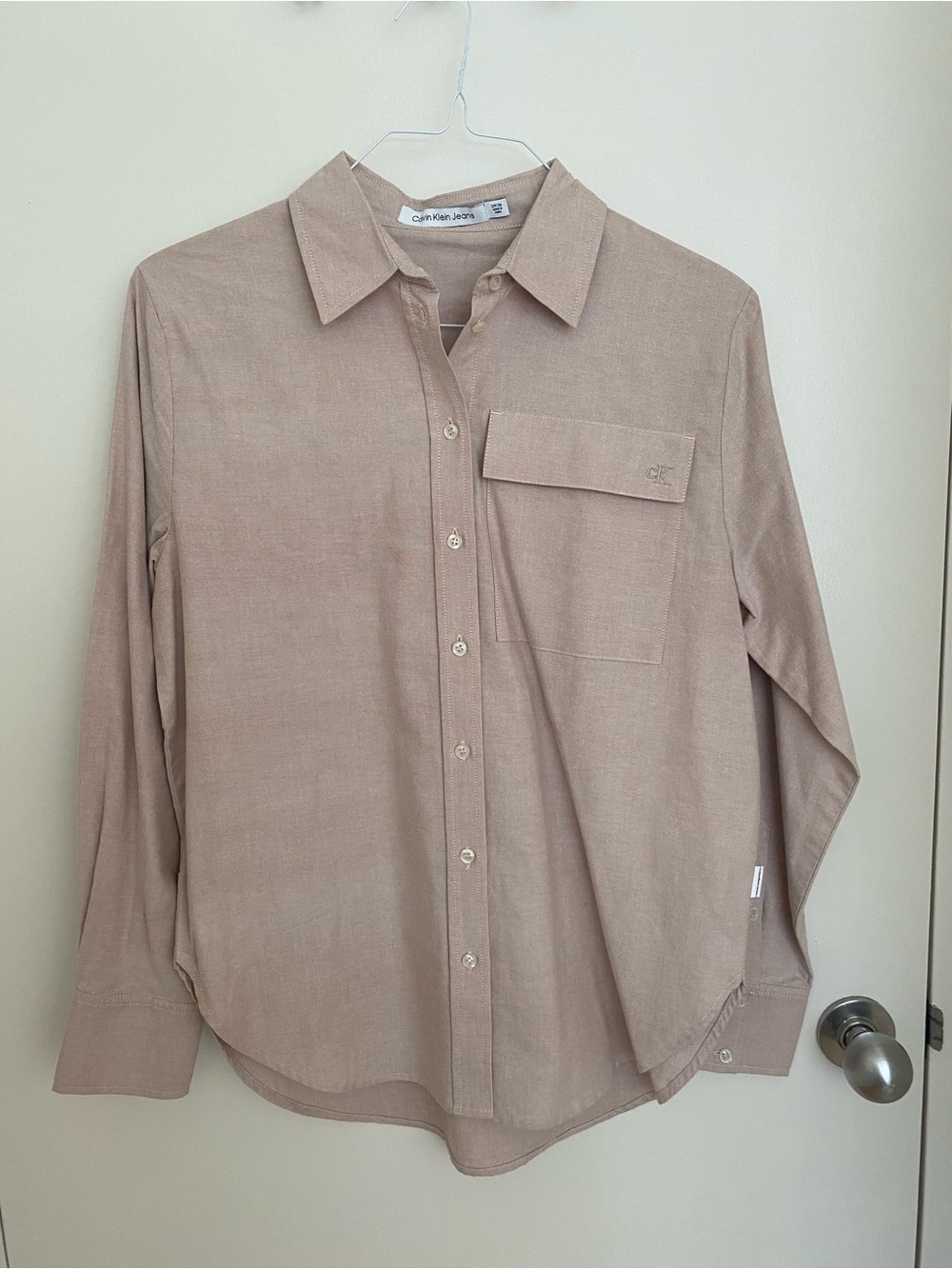 Calvin Klein Jeans Women's Taupe Button-Down Shirt